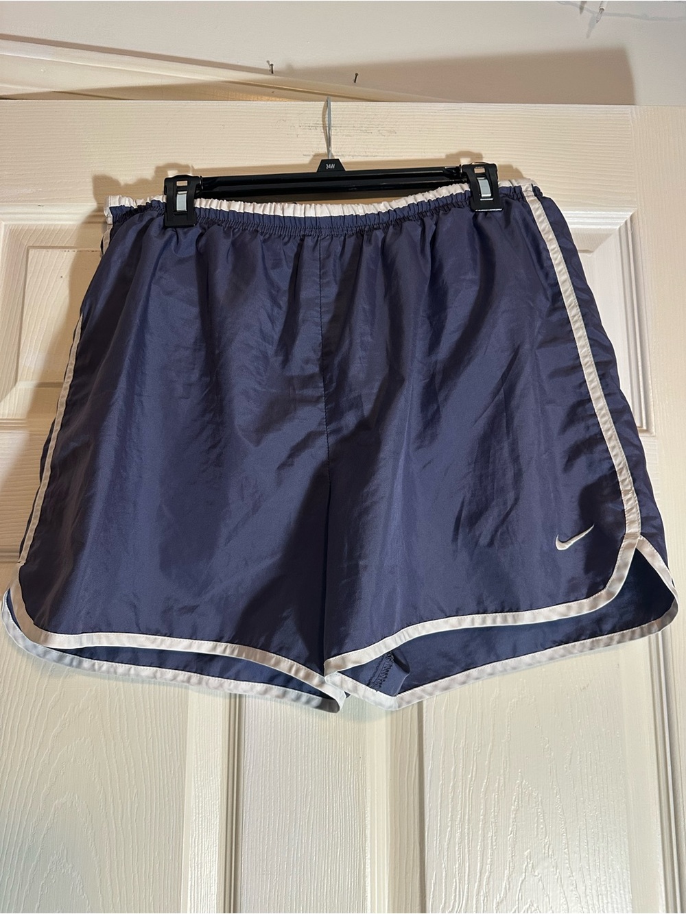 Nike Women's Navy Track Shorts with White Piping - Picture 1 of 3